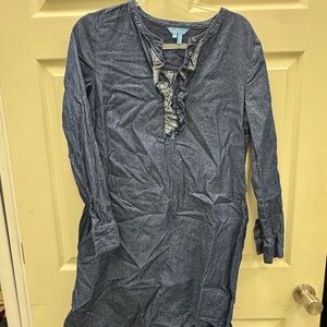 Draper James denim-look dress in navy with light blue label